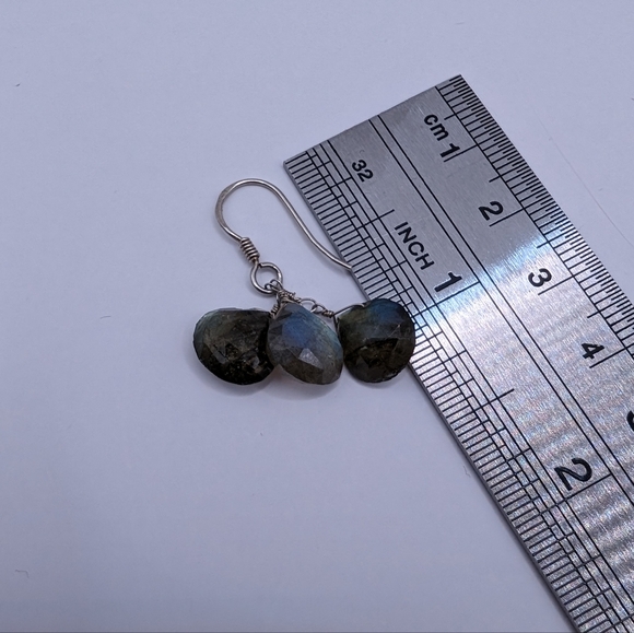 Sterling Silver Labradorite Teardrop Earrings - Picture 4 of 4